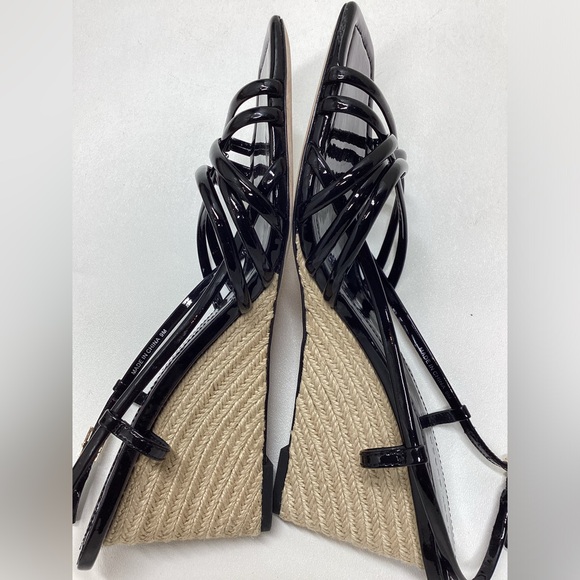 Tory Burch Black Multi Strap 75MM Wedge Sandals Size 9 - Picture 11 of 15